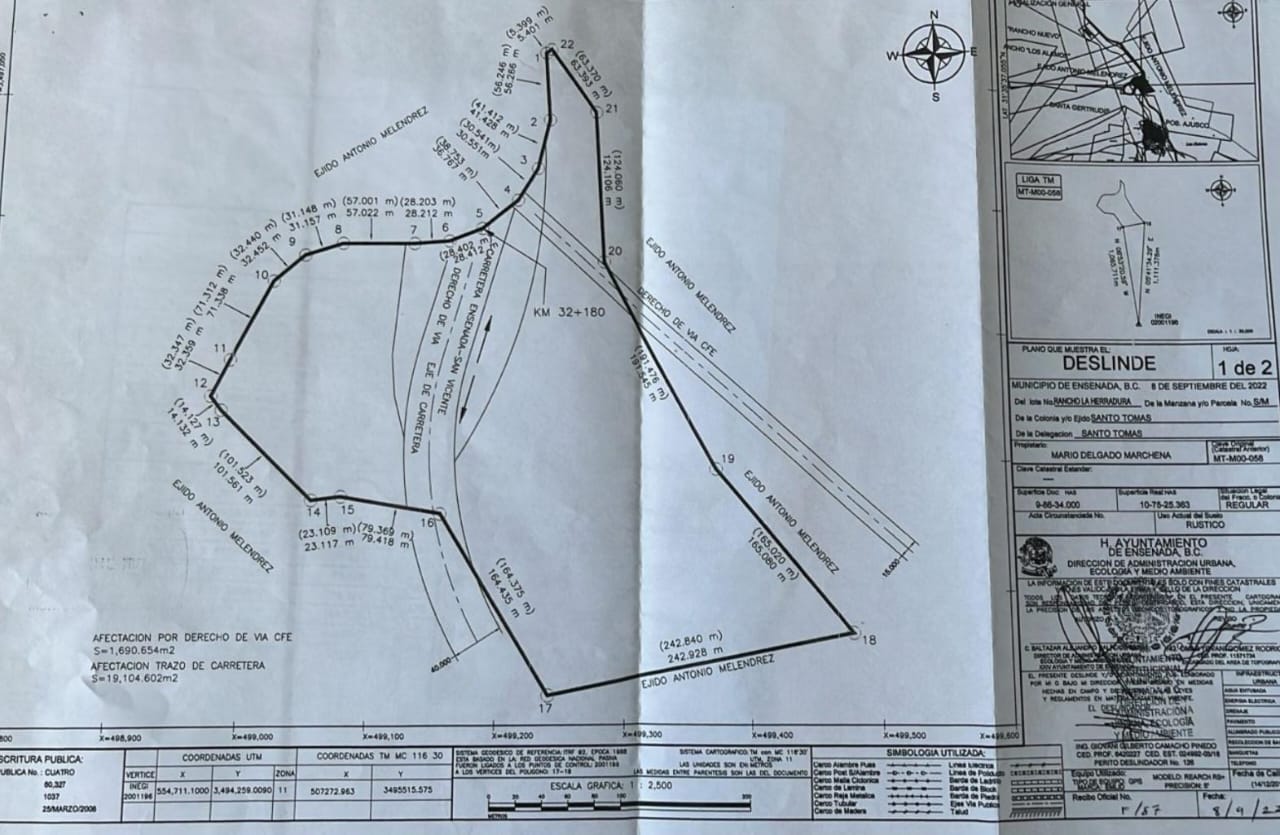 TERRENO (HECTÁREAS) EN VENTA “SANTO TOMAS, BAJA CALIFORNIA”