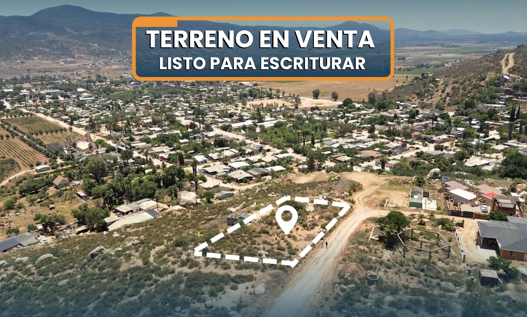 TERRENO EN VALLE DE GUADALUPE CON GRAN VISTA LISTO PARA ESCRITURAR Y FINANCIADO