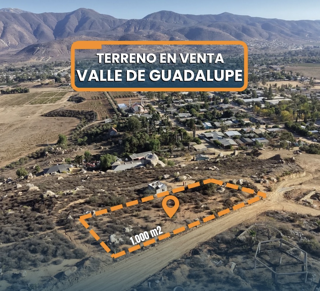 TERRENO EN VALLE DE GUADALUPE CON GRAN VISTA LISTO PARA ESCRITURAR Y FINANCIADO